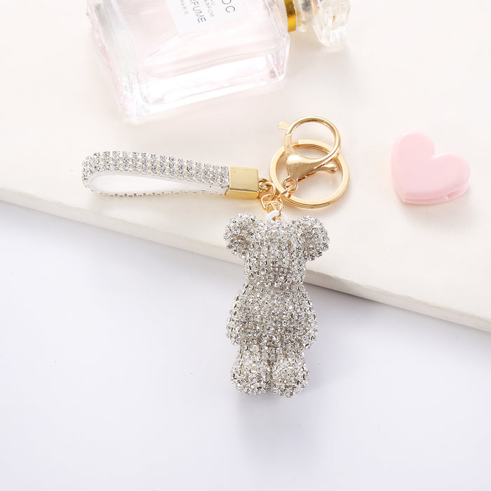 Wholesale Cartoon Rhinestone  Plush Keychain Cute Key Ring