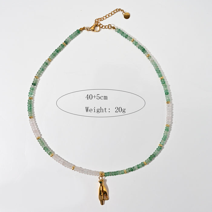 Wholesale Temperament Handmade Natural Stone Necklace Personalized Stainless Steel Drip Oil Pendant Paired with Non Fading