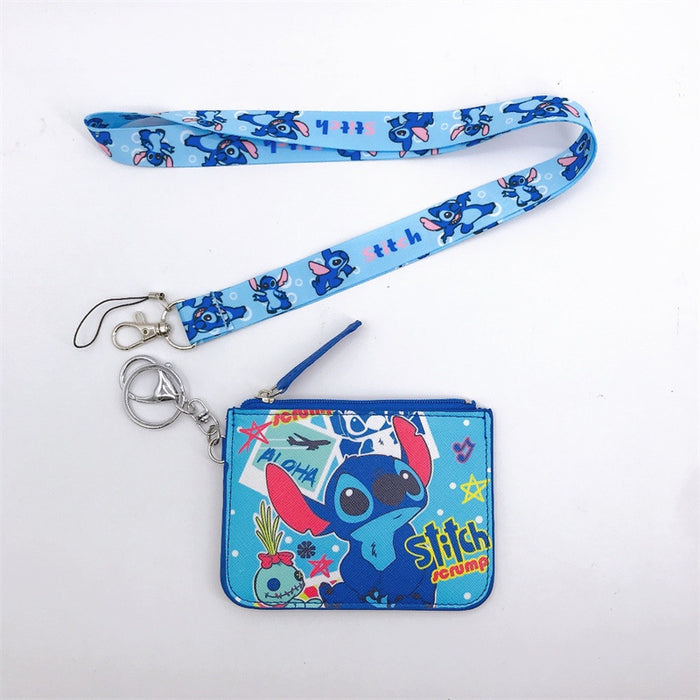 Wholesale PU Cartoon Printing with Key Chain Lanyard Card Holder Coin Purse JDC-WT-YaLL017