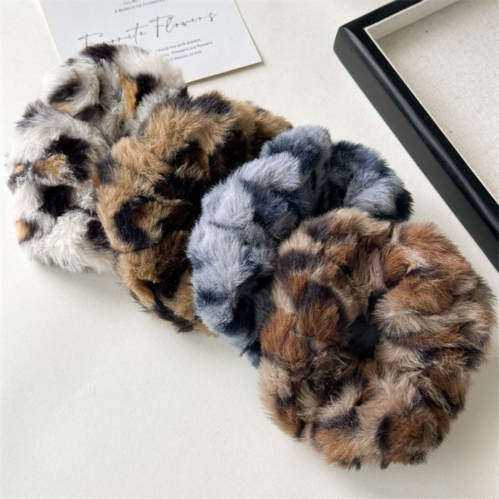 Wholesale Leopard Color Plush High Elastic Hair Scrunchies
