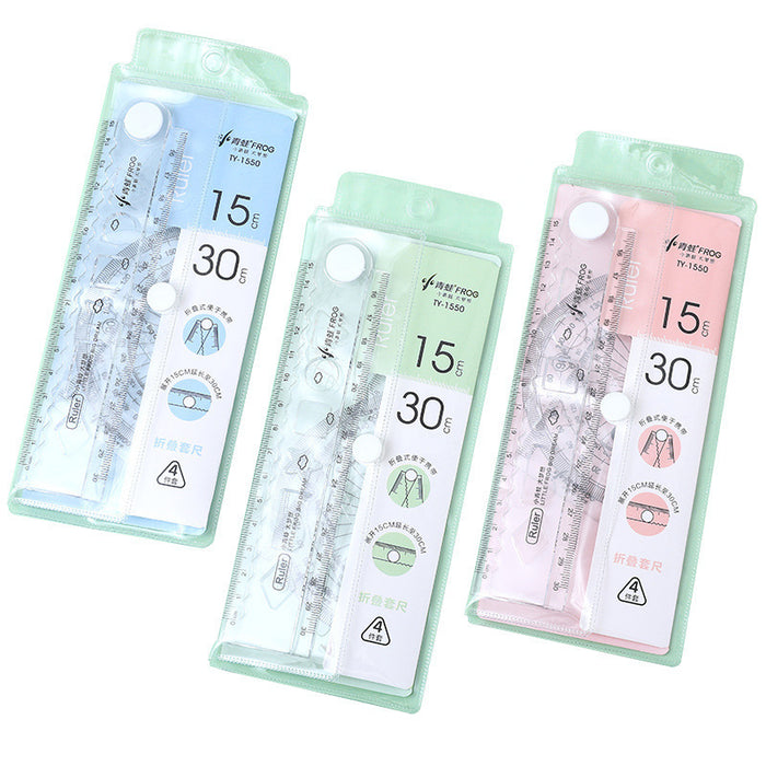 Wholesale Cartoon ruler suit ruler 4-piece set school supplies triangle