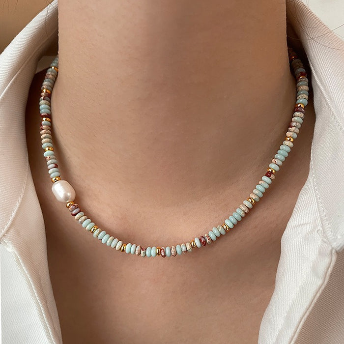 Wholesale Light luxury patchwork necklace with a high-end feel, pearl collarbone necklace, layered design accessories