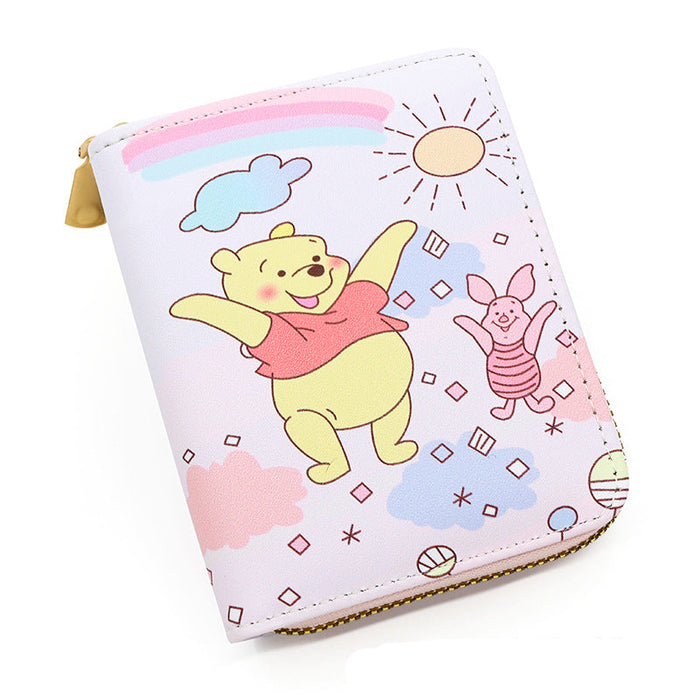 Wholesale cute fresh sweet women's wallet cartoon PU leather embossed wallet coin purse short pull wallet