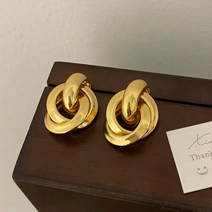 Wholesale Chic Metallic Hoop Stud Earrings