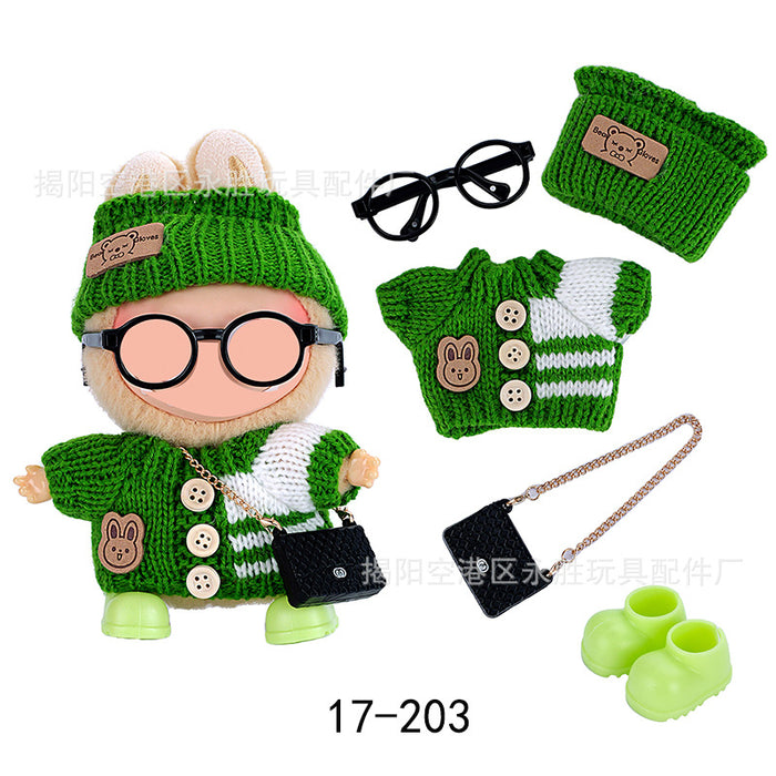 Wholesale Doll clothes Jacquard Sweater Hat Bag Shoes Glasses