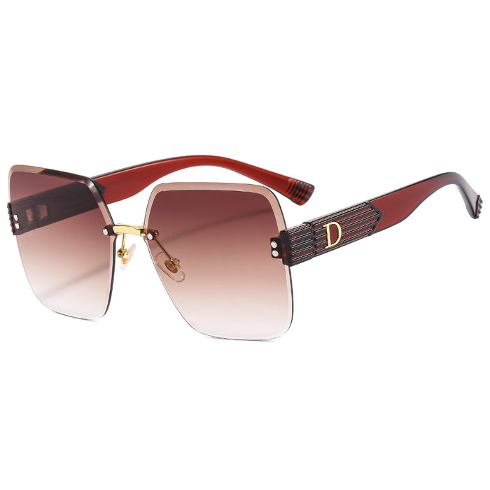 Wholesale Retro Square Metal Rimless Cut-Edge Sunglasses