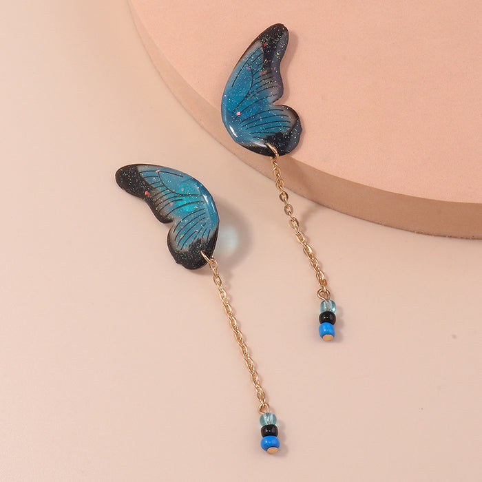 Wholesale Earrings Resin Butterfly Wings Tassel Rice Beads JDC-ES-yseng006