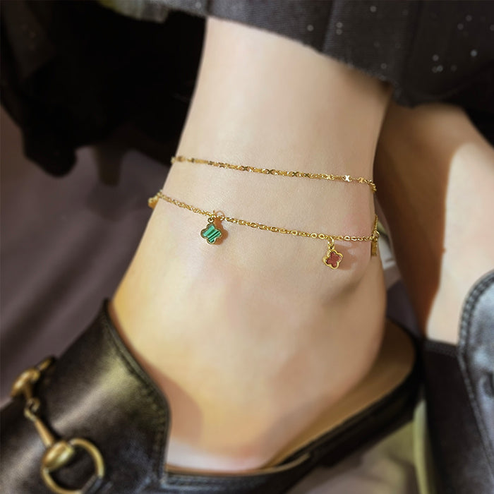 Wholesale color Clover anklet female personality sexy feet bare chain titanium steel non-fading simple foot accessories