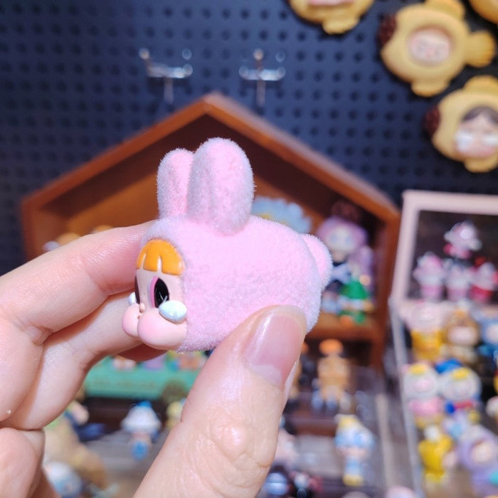 Wholesale Cartoon cute flocked PVC keychain toy