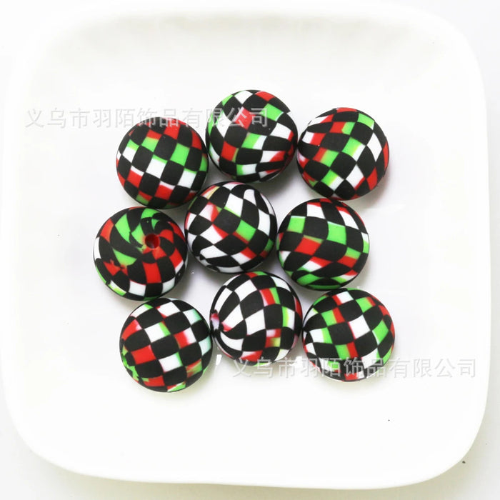 Wholesale 50pcs 15mm Grid Silicone Balls JDC-BDS-HongZhou012