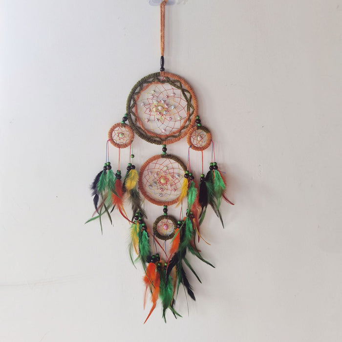 Wholesale Handwoven Iron Dreamcatcher with Feathers Boho Decorative Hanging Ornament