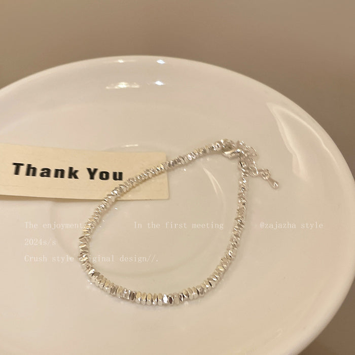 Wholesale Titanium Steel Pearl Crushed Silver Beaded Bracelet Simple for Women