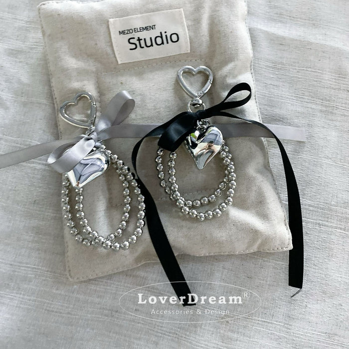 Wholesale silver Beaded Black Ribbon Bow Love Accessories