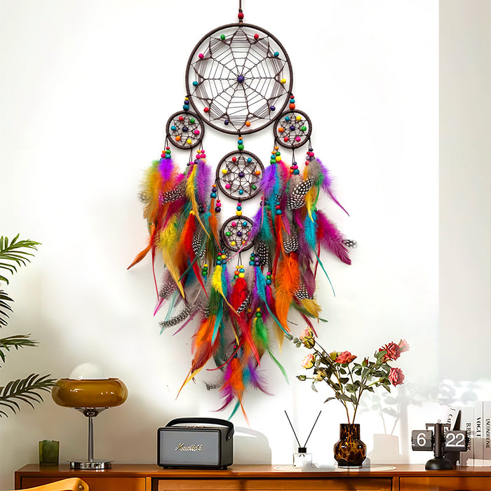 Wholesale Boutique Handmade Dreamcatcher Wall Hanging Feather Tribal Home Decor Gift MOQ≥2
