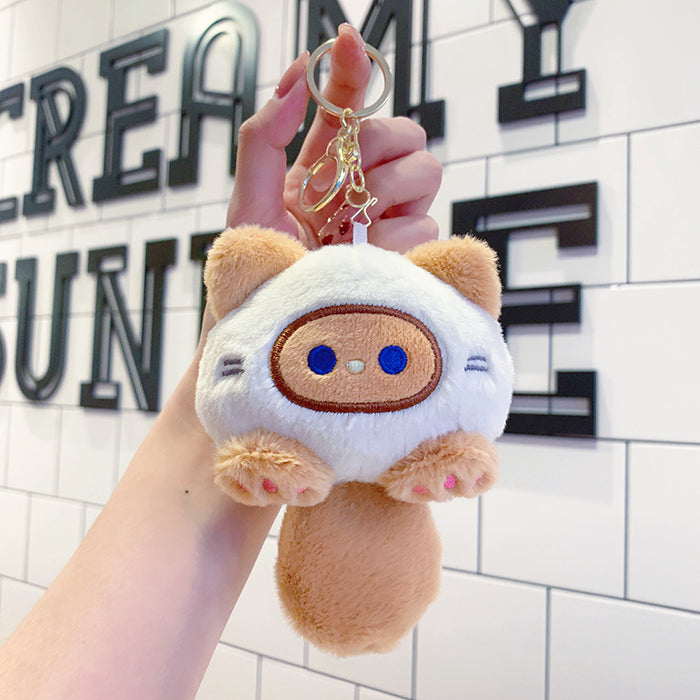 Wholesale Cute plush cat couple doll pendant small doll keychain schoolbag key chain ornaments backpack