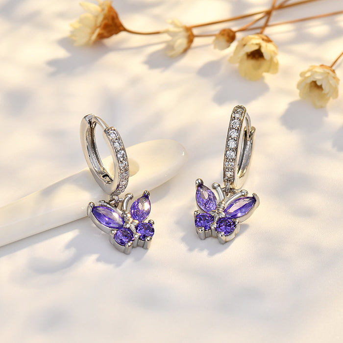 Wholesale Butterfly sterling silver needle earrings with fashionable and simple style, ear buckles, and headwear accessories