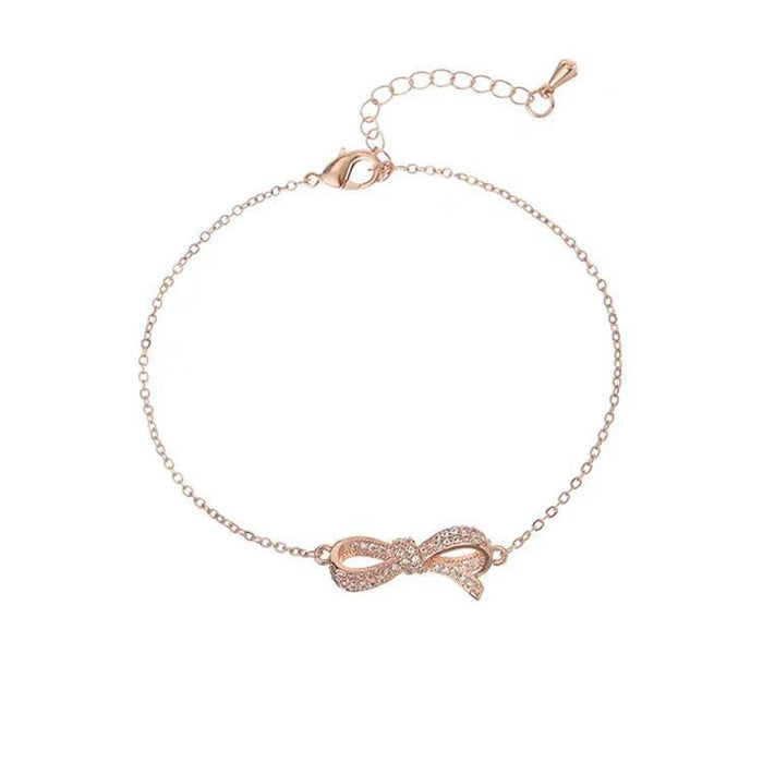 Wholesale Temperament bow adjustable diamond studded niche design wristband ring