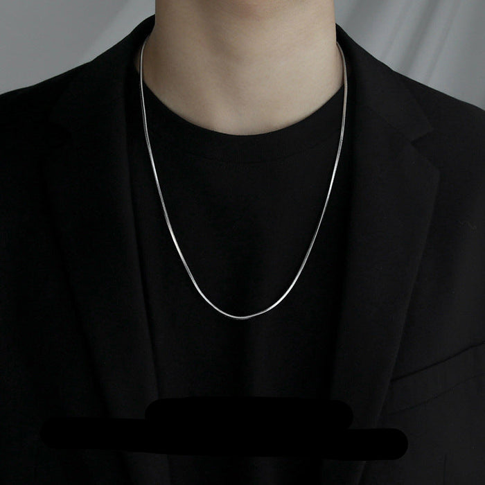 Wholesale Accessories: Snake bone chain necklace, niche trendy brand, thin men's unisex, versatile titanium steel neck, men's collarbone, sweater chain