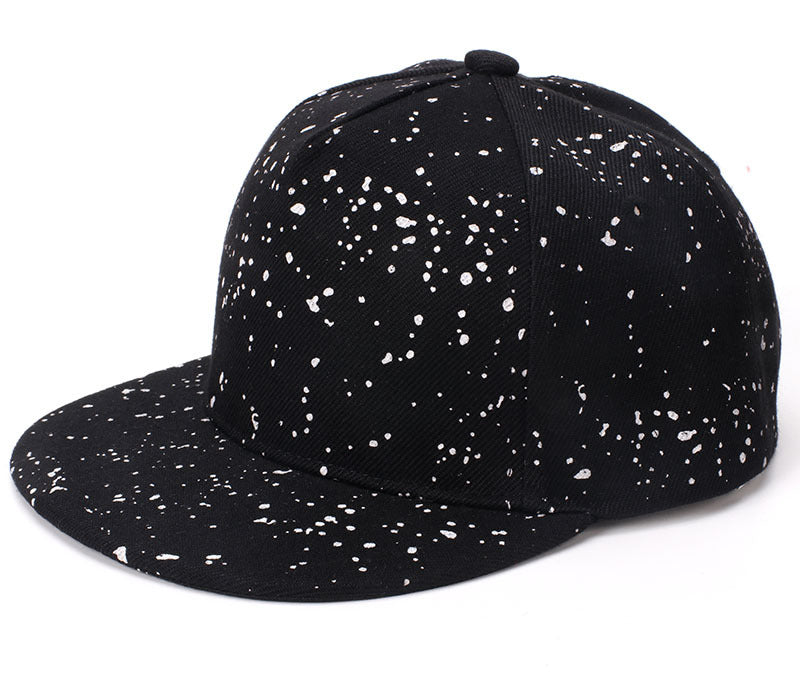 Wholesale Trendy Inkjet Print Kids Flat Brim Baseball Cap Adjustable Black Casual Street Style