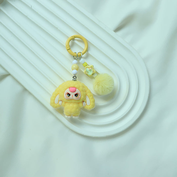 Wholesale Bowknot Flocking Big Ear Cartoon Keychain Schoolbag Pendant