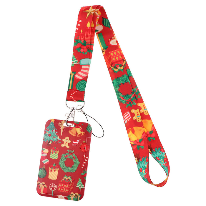 Wholesale 3 pcs  Double-sided printed polyester long rope webbing hard case protective case keychain