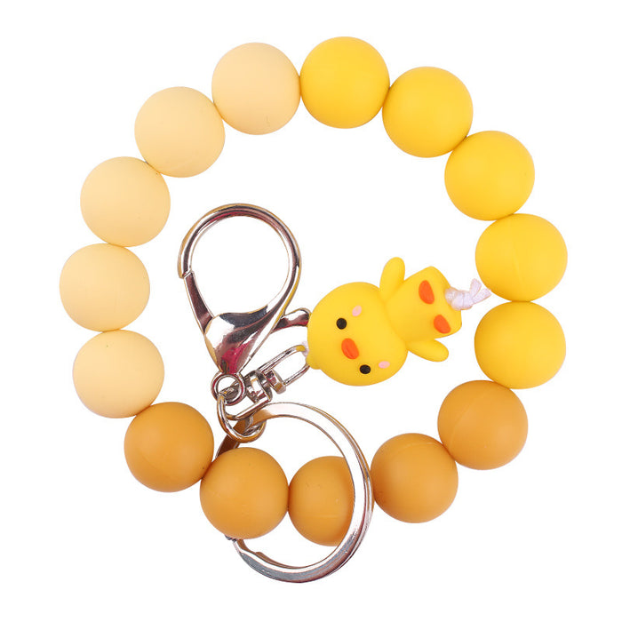 Wholesale Cartoon Animal Keychain Handmade Beaded Bracelet Key Ring