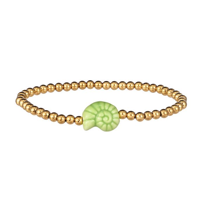 Wholesale Swimming wearable mini bracelet accessory ceramic conch animal turtle titanium steel non fading bracelet