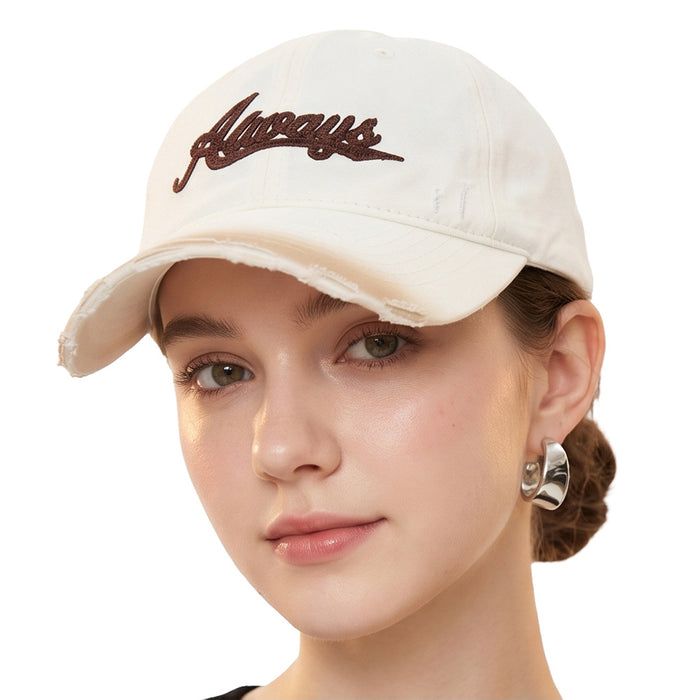 Wholesale Distressed Embroidered Baseball Cap - Always Design Unisex Casual Sun Hat for Everyday Wear