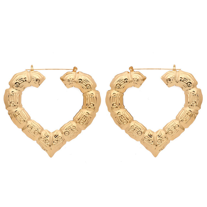 Wholesale Oversized patterned earrings with exaggerated golden circle earrings