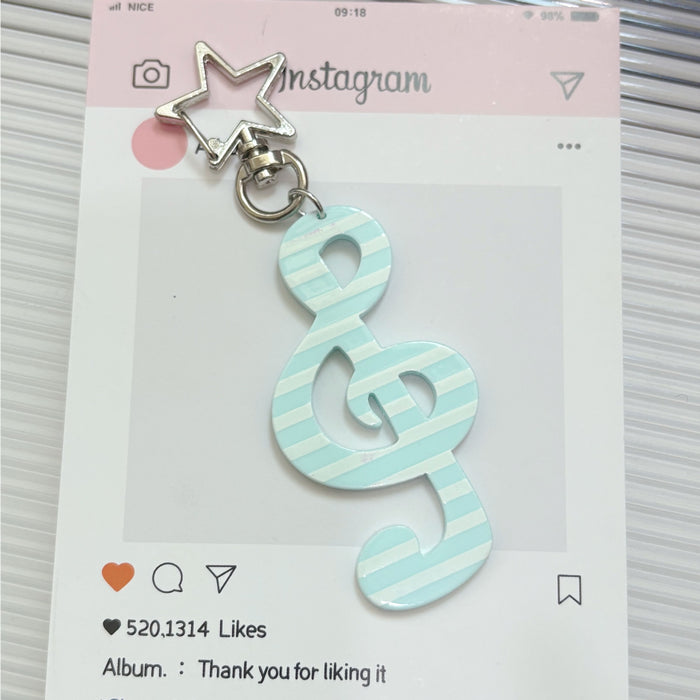 Wholesale Sweet polka dot striped star musical note keychain
