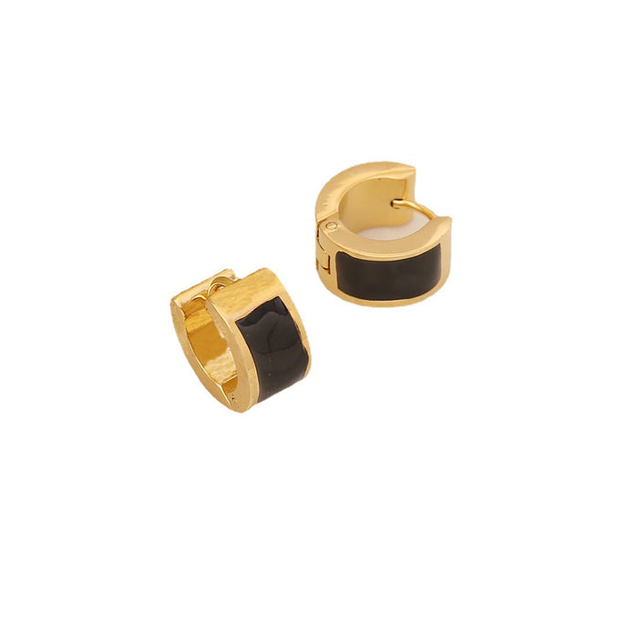 Wholesale Earrings Stainless Steel Multicolor Oil Drop C Shape JDC-ES-BingM001