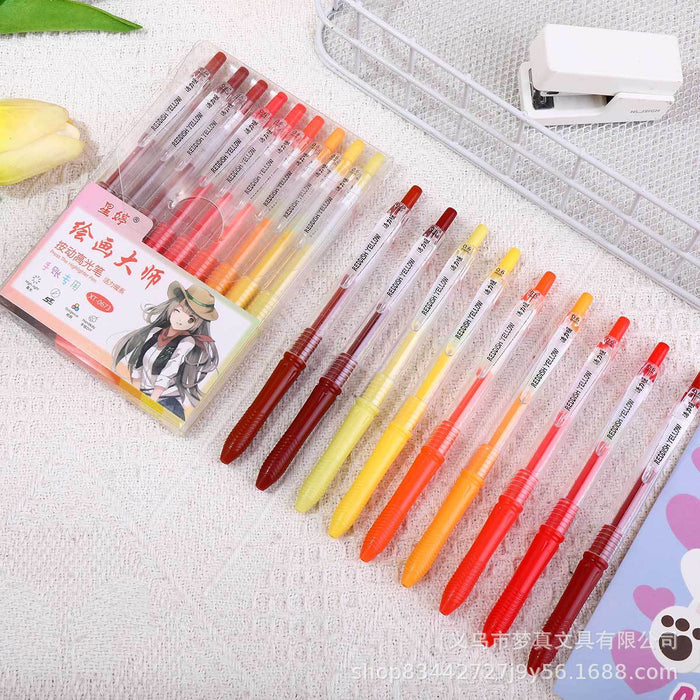 Wholesale 9pcs/ box Painting Hand Account Pen Set Large Capacity Color Press Pen