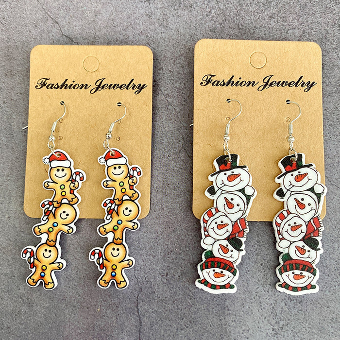 Wholesale Christmas acrylic earrings snowman Pancake Man long festival cute earrings fashion earrings gift supply