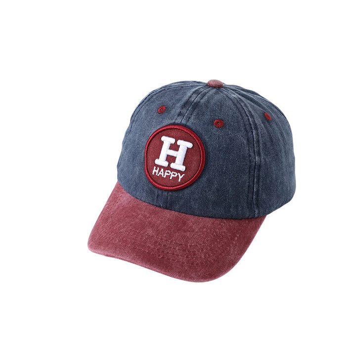 Wholesale Children' s Washed Embroidered Color-Blocked Baseball Hat
