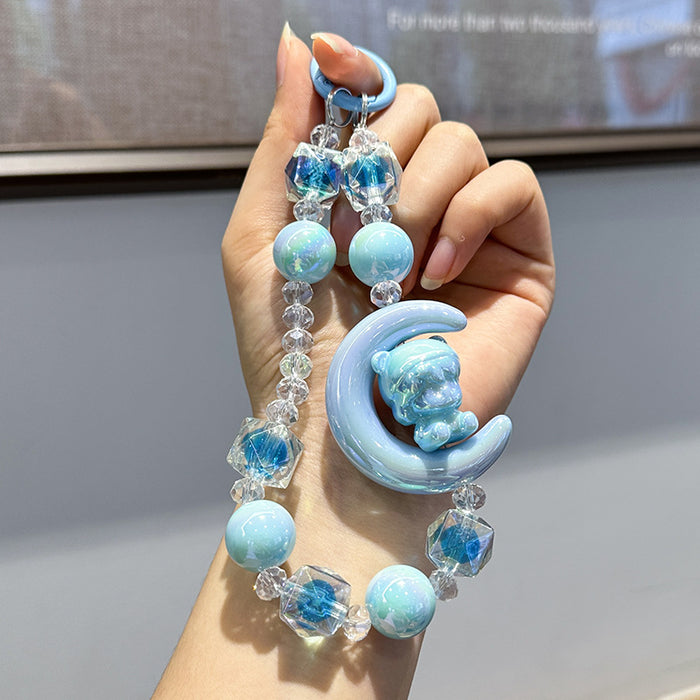 Wholesale Cute and high-end bead phone chain, acrylic hanging decoration, keychain, electroplated hanging rope, keychain