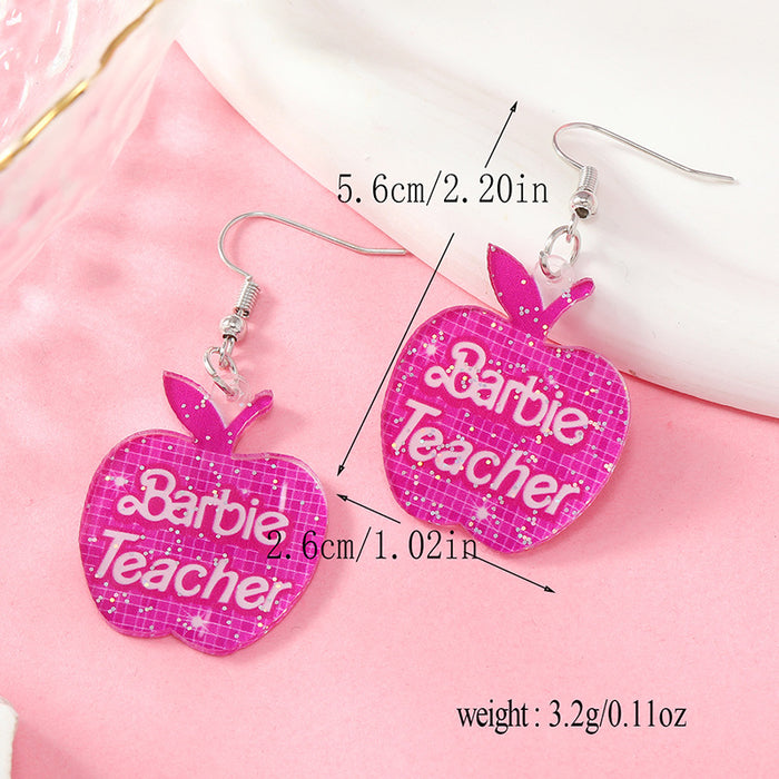 Wholesale Love Lady Apple Teacher Acrylic Earrings JDC-ES-FSY001