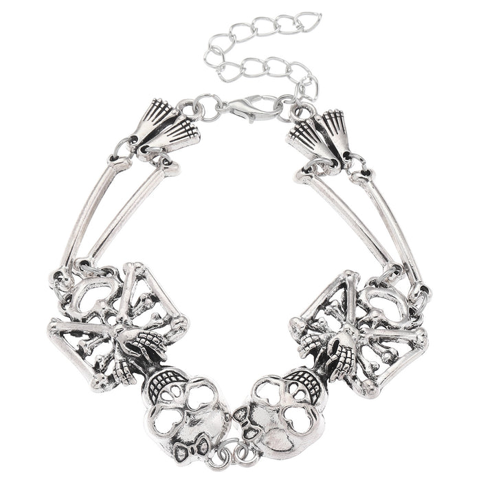 Wholesale Retro Silver Gothic Dark Personality Men' s and Women' s Skull Bracelet