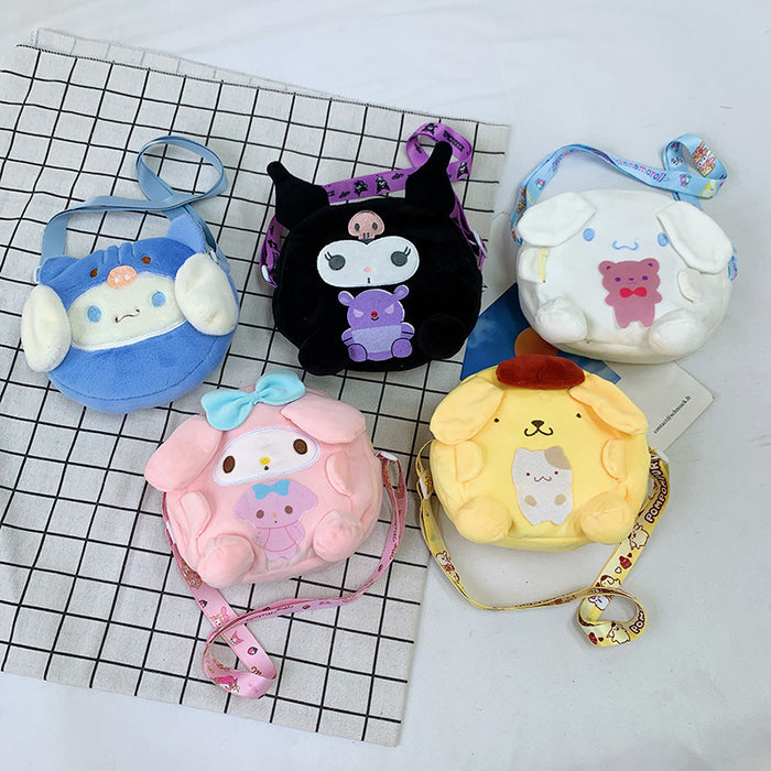 Wholesale Cute cartoon crossbody bag, new single shoulder plush bag, portable pocket wallet