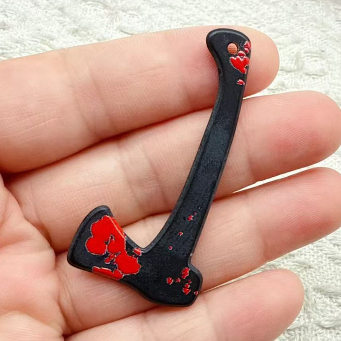 Wholesale 10pcs  Acrylic Scissors and Axe Novelty Props Double-sided Printed Pendant DIY Earrings and Bracelets