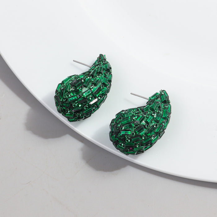 Wholesale Gradient Color Full Diamond Metal Earrings JDC-ES-ChouD009