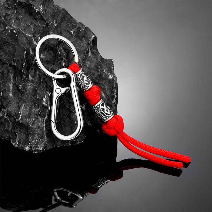 Wholesale Woven rope keychain, stainless steel keychain, bag hanging rope