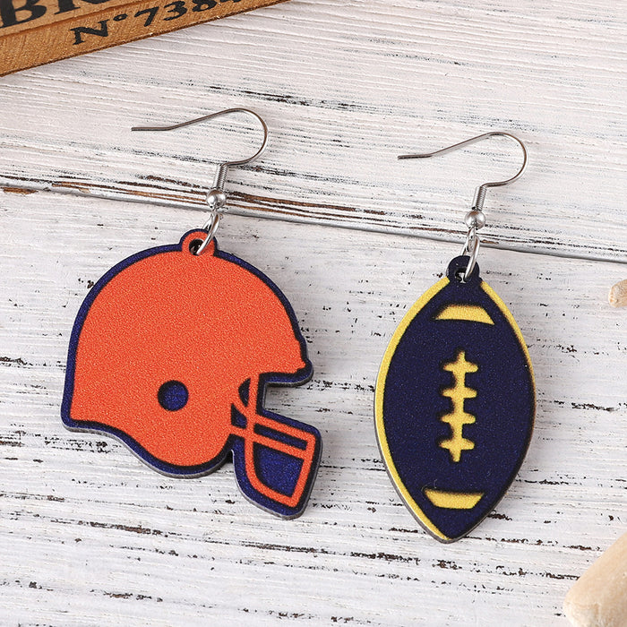 Wholesale Love Rugby LOVE Pendant Earrings Wooden Double-sided Sports Ear Accessories