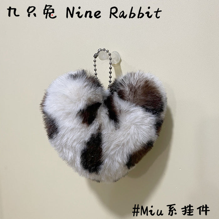 Wholesale leopard plush peach heart bag pendant dog pendant