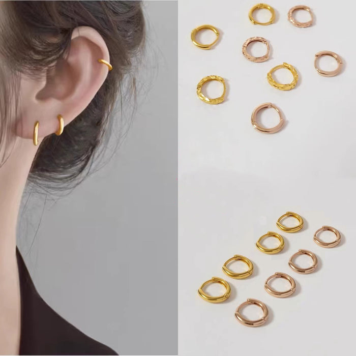 Wholesale Simple and fashionable smooth plain ring earrings, niche, high-end, versatile, geometric circles
