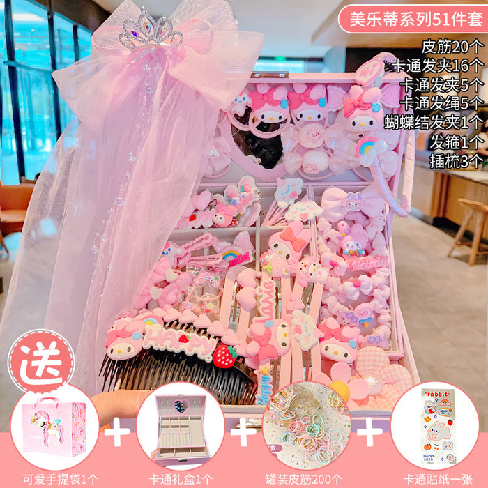 Wholesale Children' s New Headwear Girl Birthday Gift Jewelry Box Princess Girl Hair Accessories Set Gift Box Baby Hair Clip