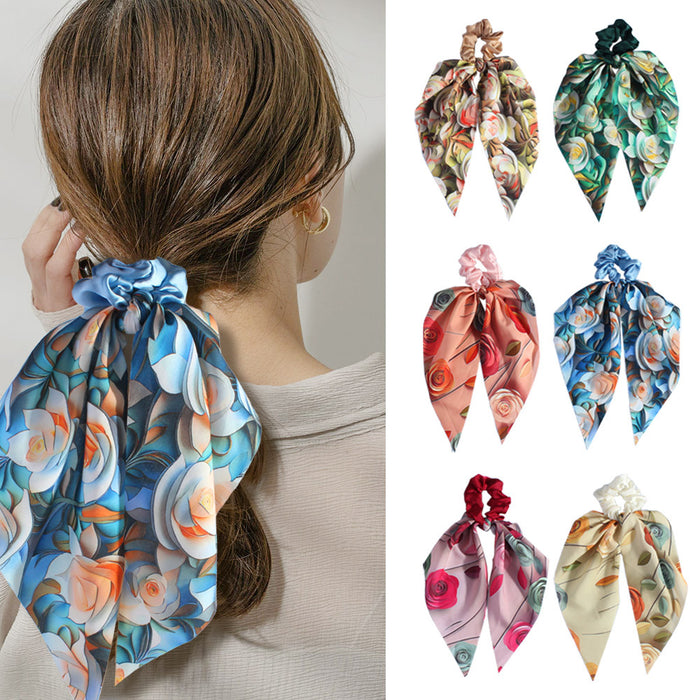 Wholesale large flower large intestine hair band fabric ribbon headdress