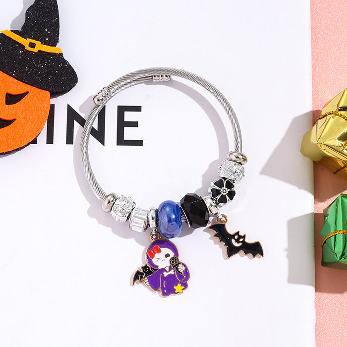 Wholesale  Witch Bat Pendant Stainless Steel Bracelet MOQ≥2
