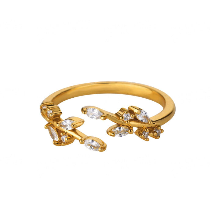 Wholesale Stainless Steel Geometric Open Ring with Micro-Set Zircon Gold Finish Trendy