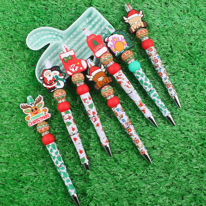 Wholesale Cartoon Christmas Silicone Plastic Bead Pen JDC-PN-GuangTian013