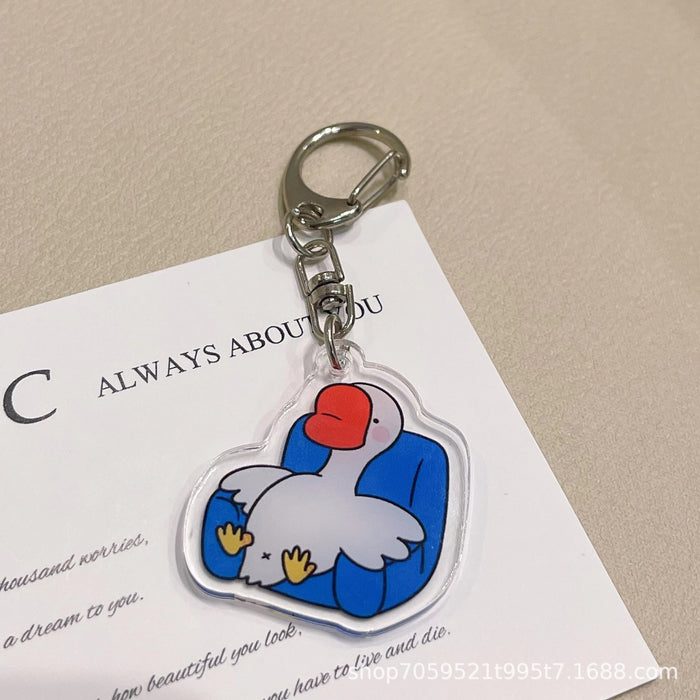 Wholesale Acrylic Keychain Double-sided Transparent Cartoon Animal Pendant Student Bag Children' s School Bag Accessories